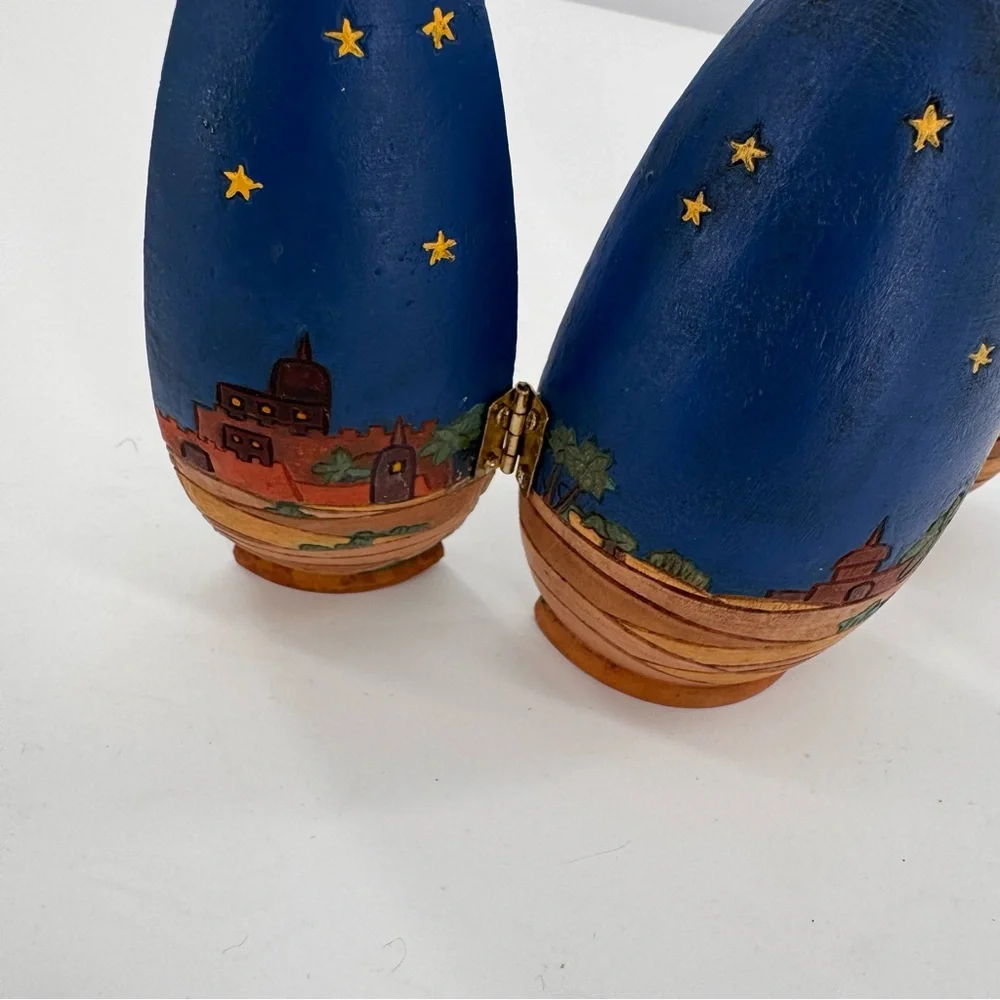 Vintage Lillian Vernon Tri Fold Egg Shaped Nativity Scene Table‎ Top Decor 5